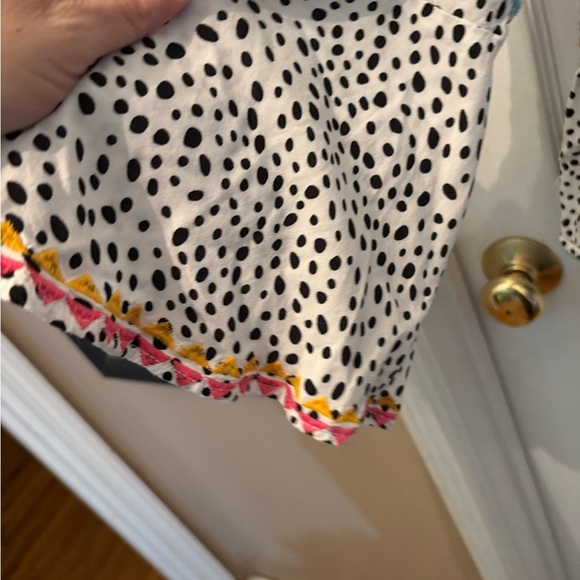 Flowy Polka Dot Blouse with Colorful‎ Trim - Picture 3 of 3